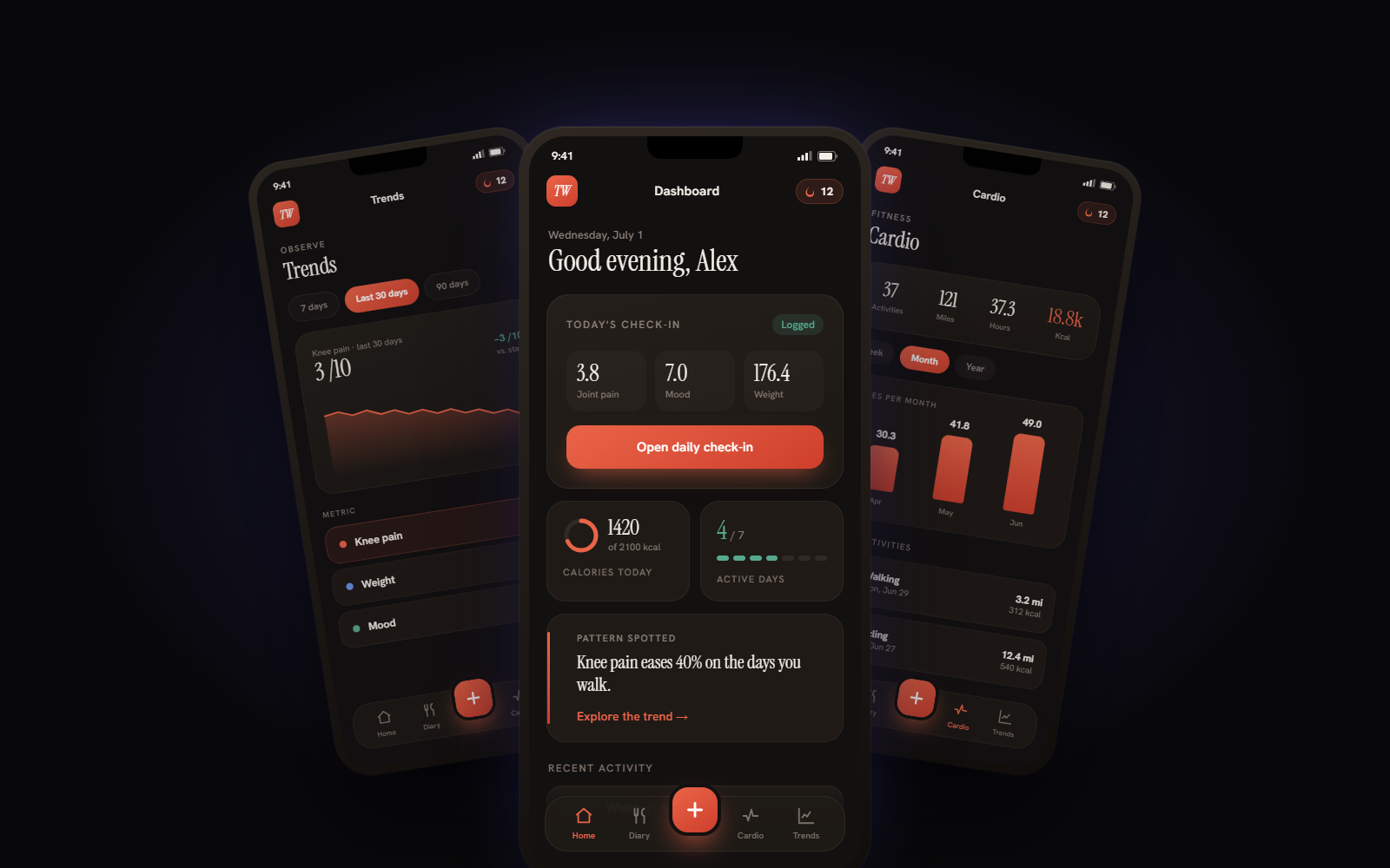 Total Wellness app screens